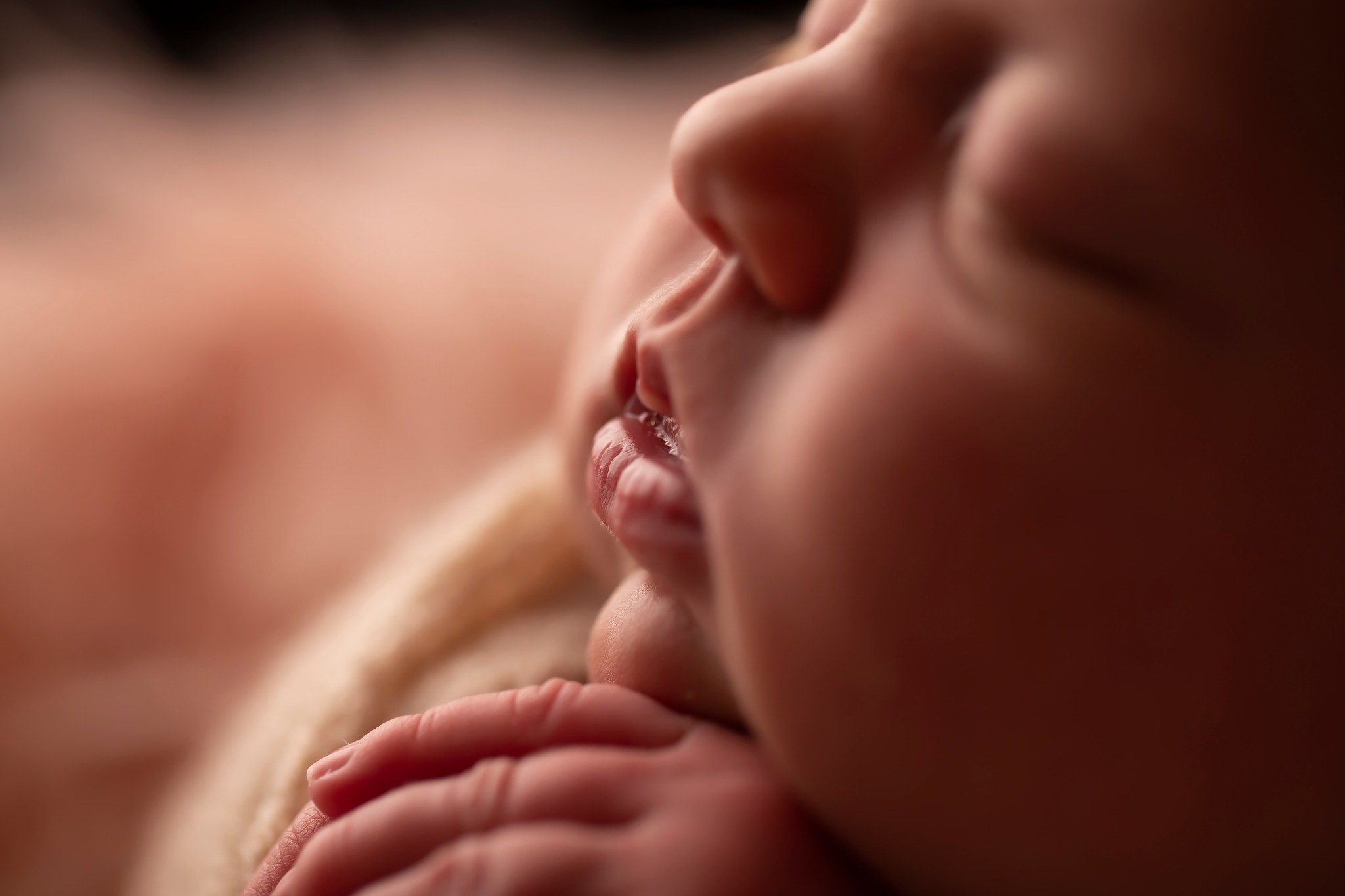 macro image of newborn baby